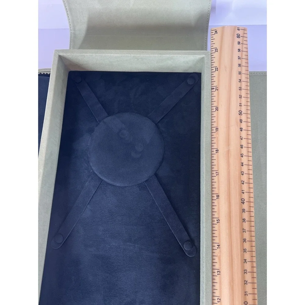 XXL Van Cleef & Arpels Jewelry Necklace Presentation Gift Box Green Suede Velvet